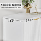 Fluted Sideboard Buffet Cabinet, 55" Large Storage Buffet Cabinet with 4 Doors and Adjustable Shelves, Modern Sideboard Console Table for Living Room,Entryway,Dinning Room,Kitchen-White