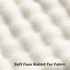 FUTEI Cream White Decorative Throw Pillow Covers 12x20 Inch Set of 2,Soft Fuzzy Faux Rabbit Fur Pillow Case with Raised Texture,Neutral Boho Home Decor for Couch Bed Living Room