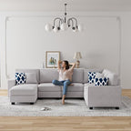 Legend Vansen Modular Sectional Sofa U Shaped Couch with Ottoman Modern Reversible Corner Sectional Couch for Living Room (Light Grey, U Shaped Sofa-2)