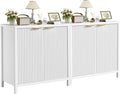 Sideboard Buffet Cabinet Set of 2, 31" Fluted Storage Cabinet with 2 Doors and Adjustable Shelves, Modern Sideboard Console Table for Living Room,Entryway,Dinning Room,Kitchen-White