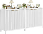 Sideboard Buffet Cabinet Set of 2, 31" Fluted Storage Cabinet with 2 Doors and Adjustable Shelves, Modern Sideboard Console Table for Living Room,Entryway,Dinning Room,Kitchen-White