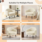 VINGLI 30.3" Wide Modern Barrel Accent Armchair with Track Armrest, Solid Wooden Legs, Comfy Upholstered Club Chair, Round Single Home Sofa for Living Room, Bedroom, Reading Room, Corduroy Beige