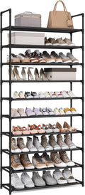 SONGMICS Shoe Rack, 10-Tier Shoe Shelf, Shoe Storage Organizer, 11 x 32.7 x 68 Inches, Metal Frame, Non-Woven Fabric Shelves, for Entryway, Bedroom, Black ULSH110BH01