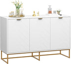 Scurrty Sideboard Buffet Cabinet with Adjustable Shelf, Storage Buffet with 3 Doors (White)