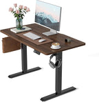 CubiCubi 40 x 24 Inches Electric Standing Desk, Height Adjustable Sit to Stand Desk, Home Office Table with Splice Board, Black Walnut