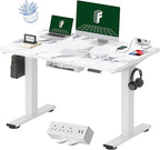 FLEXISPOT EN2 Whole-Piece Standing Desk with Clamp Power Strip, 48 x 30 Electric Stand Up Height Adjustable Desk with Cable Management (White Frame + 48" Marble Gray Top, 2 Packages)