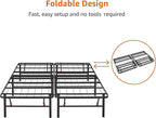 Amazon Basics Bed Frame with Storage, Foldable Metal Platform, Sturdy Steel, No Box Spring Needed, 14 inches High, Tool-Free Setup, Full Size, Black