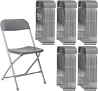 50 Pack Plastic Grey Folding Chairs,Portable Party Chairs Stackable Commercial Seats with Steel Frame for Office Home Outdoor Indoor Wedding Party Patio Dinning Events,350lbs Capacity
