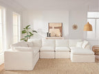 143" Cloud Sectional Couch, Boneless couches for Living Room, 7 Seater Large Modular Sectional Sofa with Deep Seat, Comfy Soft Cushions, No Assembly, Beige