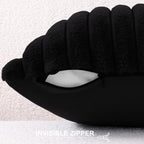 Pallene Faux Fur Plush Throw Pillow Covers 18x18 Set of 2, Luxury Soft Fluffy Striped Decorative Pillow Covers for Sofa, Couch, Living Room, Black