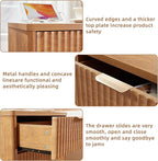 LEYAOYAO 23" Wide Fluted Night Stand with Charging Station, 3 Drawers Large End Table with Storage, Brown Nightstand Wood Bedside Tables, Farmhouse Cabinet Dresser for Bedroom, Living Room,Closet