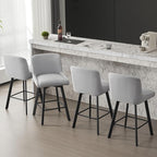 Swivel Bar Stools Set of 6, 26''H Upholstered Barstools with Backs, Modern Counter Height Bar Stool Chairs for Kitchen Island, Metal Legs, Fabric, Light Gray Counter Stools