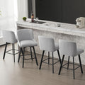 Swivel Bar Stools Set of 4, 26''H Upholstered Barstools with Backs, Modern Counter Height Bar Stool Chairs for Kitchen Island, Metal Legs, Fabric, Light Gray Counter Stools
