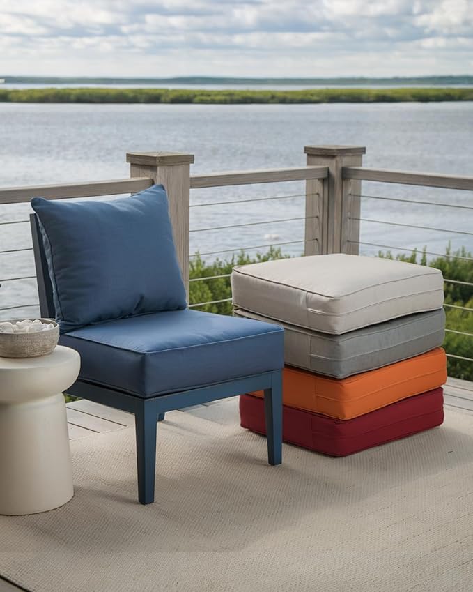 Luxury 24x24x6 Inch Outdoor Cushions - Water&UV&Fade Resistant 1 Set Deat Seat Patio Furniture Cushion for Wicker Dining Rocking Swivel Chairs Loveseat Couch Sectional Sofa - Navy Blue