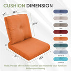 Outdoor Chair Cushion Set of 3, Waterproof Outdoor Seat Cushions 25x22, Patio Chair Cushions for Outdoor Furniture, Couch Cushion Replacement, Include 3 Back & 3 Seat Cushions, Button/Orange