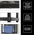 Oskar Heavy Duty Plastic Storage Shelves- for Garage, Kitchen, Bathroom Basement Kids Room, Stackable 3-Tier Black Organizer Rack for Books Shoes, Toys, Pantry, Cleaning and Closet Organization