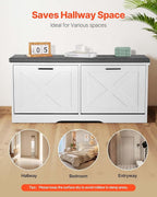 VEVOR Shoe Storage Bench with 2 Flip Drawers & Padded Cushion, Entryway Bench with Adjustable Shelves, Holds up to 440 lbs, 39.4 x 12.0 x 18.7 Inches, for Entryway, Hallway, Living Room, Bedroom