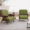Mid Century Modern Accent Chair Set of 2, Fabric Upholstered Lounge Arm Chairs with Solid Wood Frame for Living Room, Bedroom, Office, Reading Corner (Green)