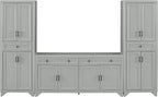 Crosley Furniture Tara 3-Piece Modern Farmhouse Sideboard Buffet Cabinet and Kitchen Storage Pantry Set, Distressed Gray