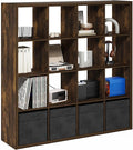 Furinno Cubicle Book Shelf, 16-Cube Thick Frame Bookshelf, Reversible Bookcase with Open Back, 14.6 x 57.8 x 58, for Living Room, Bedroom, Home Office, Amber Pine