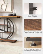 LITTLE TREE Console Table, 4-Tier Entryway Table, 41.3-Inch Industrial Sofa Table for Living Room, Foyer Hallway Table for Entrance, Rustic Brown and Black