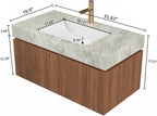Bathroom Vanity with Sink 36 Inch, Floating Bathroom Vanity Sink Cabinet with Drawer and Door, Undermount Sink & Light Gray Sintered Stone Top, Pre-Assembled, Espresso