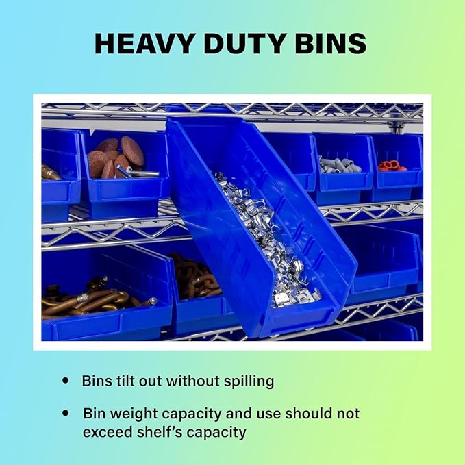 Akro-Mils 30110 Plastic Shelf Bins, Heavy Duty Storage Bins for Garage, Closet, and Drawer Organization, 12-Inch x 3-Inch x 4-Inch, Red, 24-Pack