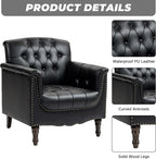 Lumibee Faux Leather Armchair, Contemporary Accent Chair with Nailhead Trims & Wood Legs for Living Room, Upholstered Comfy Arm Chair for Office,Bedroom-Black