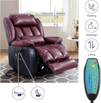 MAEVIS Large Genuine Leather Power Lift Recliner Chair, Dual Motor Recliner for Elderly,Extended Footrest and Lumbar Pillow for Tall Man,with Heat and Massage, USB and Type-C Ports(Deep Blue)