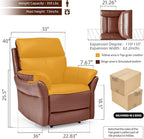 AIRSKY Genuine Leather Recliner Chair, Top Grain Leather, Italian Water-Washing Process, Recliner Chairs for Adults, for Living Room, Theater Seating, Bedroom. R1, Reddish Brown