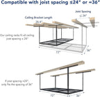 FLEXIMOUNTS 3x6 Overhead Garage Storage Adjustable Ceiling Rack 72" Length x 36" Width x 40" Height, 450lbs Weight Capacity, Black, Classic Series