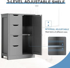 Shintenchi Bathroom Floor Storage Cabinet, Wooden Storage Organizer with 4 Drawers and 1 Cupboard, Freestanding Bathroom Furniture, Home Storage Unit with Adjustable Shelf, Gray