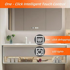 48IN Grey Bathroom Vanity Set - Floating Bathroom Vanity with Single Sink | Including LED Smart Defogging Mirror Cabinet & Time Display Function, Equipped with Motion Sensing Light Strip (Style A)