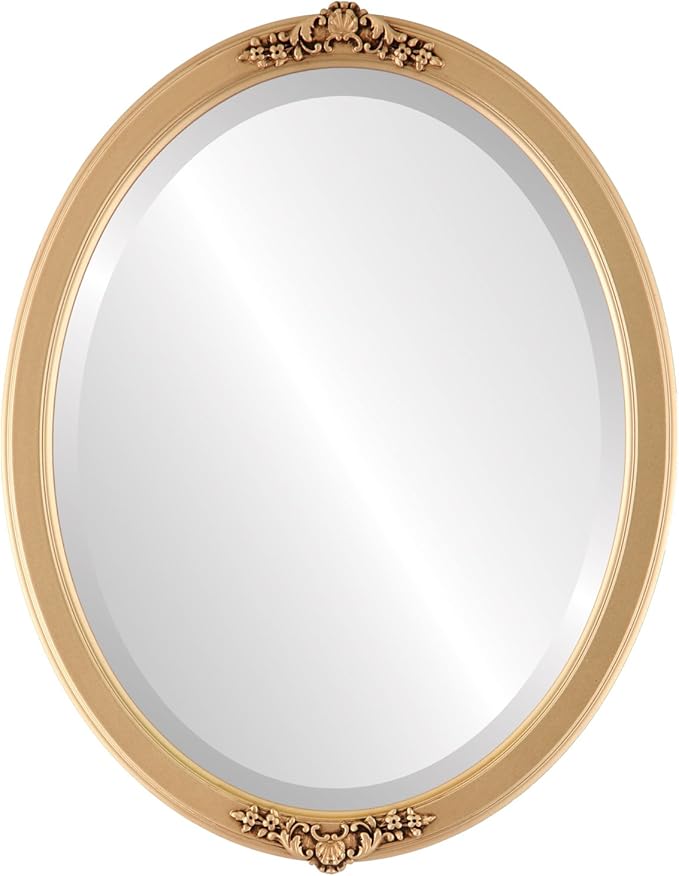 OVALCREST Oval Beveled Wall Mirror for Home Decor - Athena Style - Gold Spray - 21" x 17" Outside Dimensions