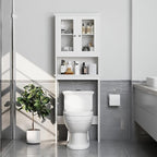 Meilocar Over The Toilet Storage Cabinet, Bathroom Storage Organizer Over Toilet, Space Saver W/Adjustable Shelf & Open Shelf, White