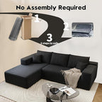 107.5" Cloud Sectional Couch with L-Shape Chaise,Modern Modular Sofa with Deep Seat, Upholstered Couches for Living Room Bedroom Apartments,No Assembly Required, (Black,Left Facing Chaise)