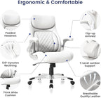 Nouhaus Ergonomic Office Chair Premium Microfiber Leather Adjustable Lumbar Support & Armrests, High Back Comfy Desk Gaming Chairs Executive Computer Swivel Chair Tilt Function(Posture,White)