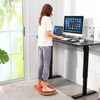 farexon Electric Standing Desk Adjustable Height, 55 x 24 Inch Stand up Desk with Large Mouse Pad, Rolling Wheels & Foot Pad,27''-46'' Lifting Range Home Office Computer Desk(Black)