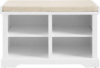 Crosley Furniture Anderson Entryway Storage Bench with Shoe Rack Organizer Shelves, White