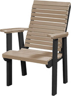 DutchCrafters Modern Horizontal Slat High Back Poly Outdoor Patio Chair (Black & Weatherwood)