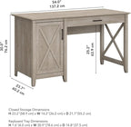 Bush Furniture Key West Computer Desk with Storage | Farmhouse PC Table for Home Office in Washed Gray | 54W x 24D