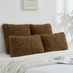 FUTEI Brown Decorative Throw Pillow Covers 20x20 Inch Set of 2,Soft Fluffy Faux Wool Fur Boucle Textured Cushion Case,Modern Home Decor for Couch Bed Living Room Office