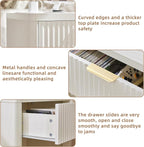 LEYAOYAO Fluted Farmhouse Nightstand Set of 2 with Charging Station, 23" Wide 1 Drawers End Table,White Dresser for Bedroom,Bed Side Table Chest of Drawers Cabinet,Wood Night Stand for Living Room