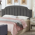 24KF Velvet Fabric Upholstered King/California King Headboard with Nail Trims, Modern Vertical Channel Design with Curved King Headboard, 6052-K-Dark Gray