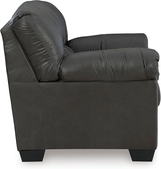 Signature Design by Ashley Bladen Faux Leather Loveseat, Gray