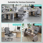 Big and Tall Office Chair, 600lbs Heavy Duty Desk Chair with 5D Arms, Adjustable Lumbar Support & Height, Tilt Function, Fabric High Back Ergonomic Executive Computer Chair with 3'' Casters