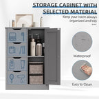 Shintenchi Bathroom Floor Storage Cabinet, Wooden Storage Organizer with 4 Drawers and 1 Cupboard, Freestanding Bathroom Furniture, Home Storage Unit with Adjustable Shelf, Gray