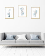 HesenDot Boho Art wall Décor,Botanical Print Set of 3, Blue Gallery Wall art,Abstract Line Watercolor Floral Home Decor,living room,bedroom