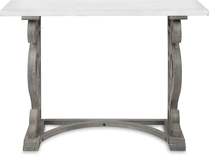 Kate and Laurel Wyldwood Solid Wood Farmhouse Console Table, Distressed White and Rustic Gray
