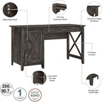 Bush Furniture Key West 54W Computer Desk with Storage and 2 Drawer Lateral File Cabinet in Dark Gray Hickory